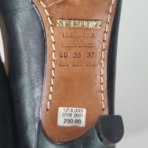 SCHUTZ Brazil Black Leather High Heel Classic Pumps Size US 6/ EU 37 - Picture 6 of 9